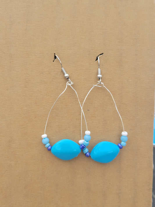 Blue Hoop Earrings